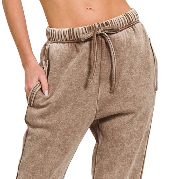 Acid Wash Zip Up Fleece Jacket and Joggers Set - Picture 6 of 9